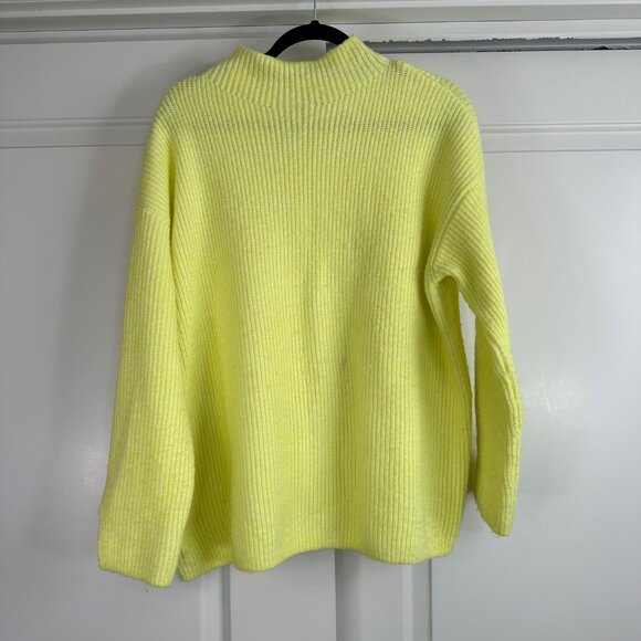 Bright Yellow Ribbed Mock Neck Sweater - Large - Picture 2 of 10